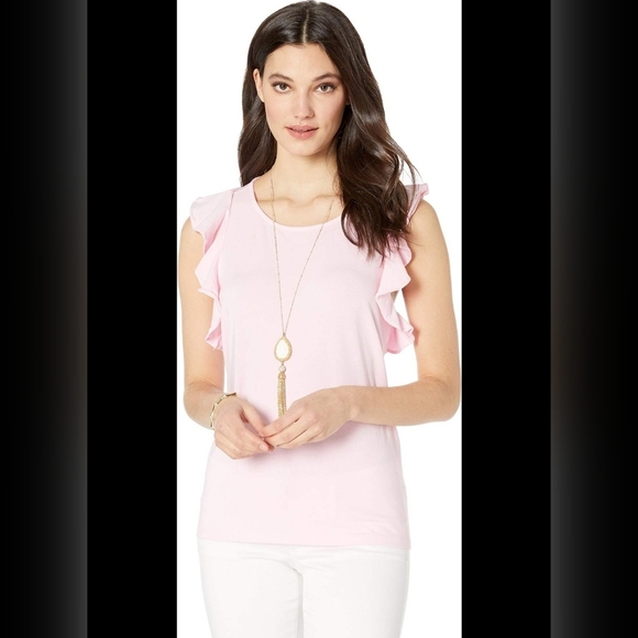 Lilly Pulitzer Pink Ruffled Sleeveless Blouse - Picture 1 of 4